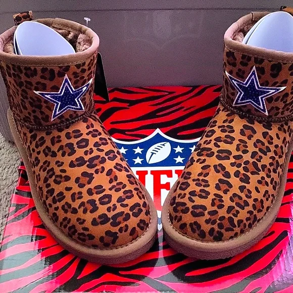 Officially Licensed NFL DALLAS COWBOYS Women's Leopard Bling Boot Size 7… - Picture 6 of 9